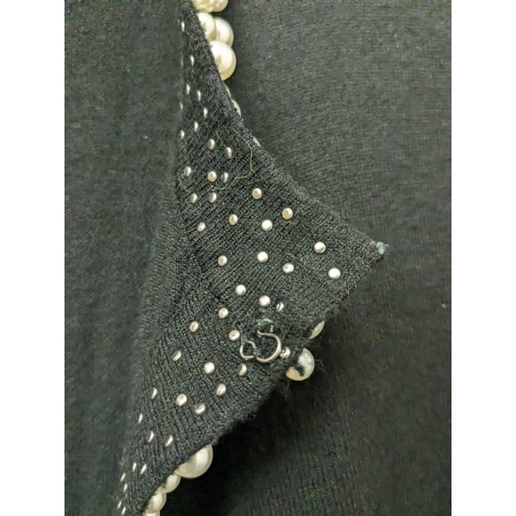Siani Milano Black Open Cardigan Sweater with Pearl Details Women's Size Small - Picture 7 of 9